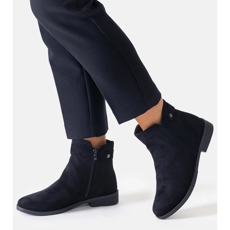 Fekete klasszikus bokacsizma Pereia öko-velúrból 1