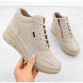 Kényelmes női bőr bokacsizma ékes ekri Helios 543-al bézs 1