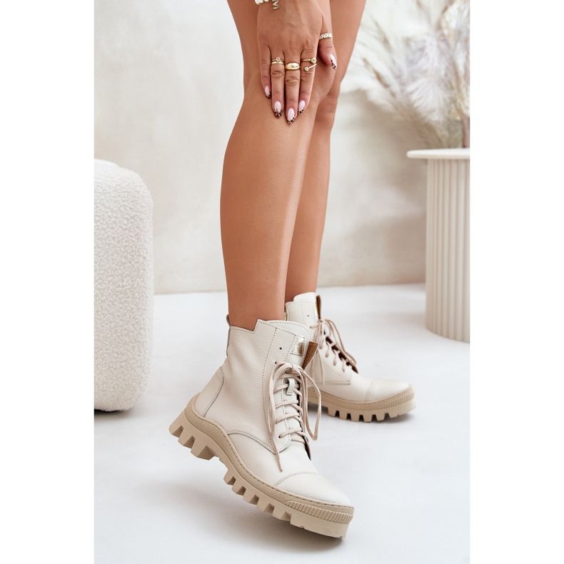 Zazoo 2831 női csizma természetes bőrből, világos bézs 2