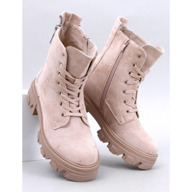 Healy Beige fűzős bokacsizma vastag talppal bézs 1