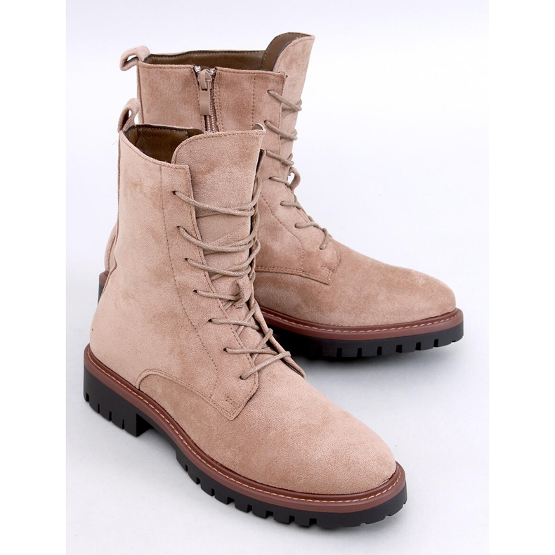 Simmer Khaki velúr fűzős bokacsizma bézs 1