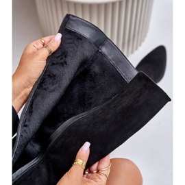 Eco Suede női térd feletti csizma magas sarkú meleg Vinceza 16473 fekete 2