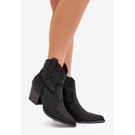 Díszített Cowboy csizma magas sarkú, hegyes orrú S.Barski HY42-121 fekete 1