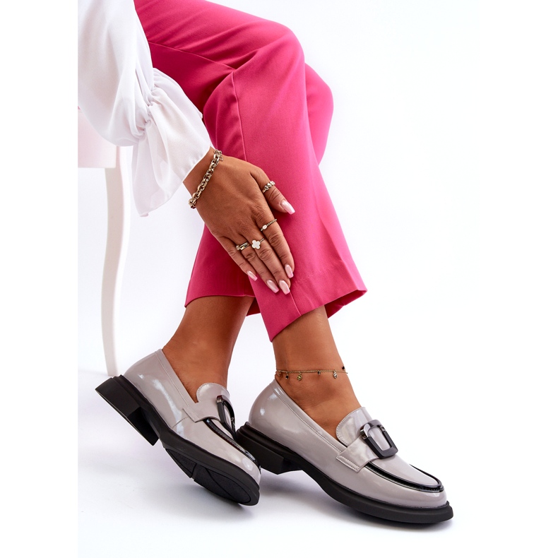 Vinceza női lakkbőr mokaszin, szürke 8