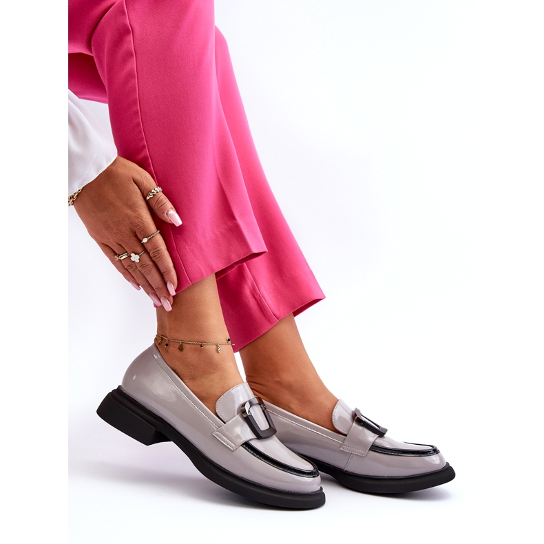 Vinceza női lakkbőr mokaszin, szürke 7