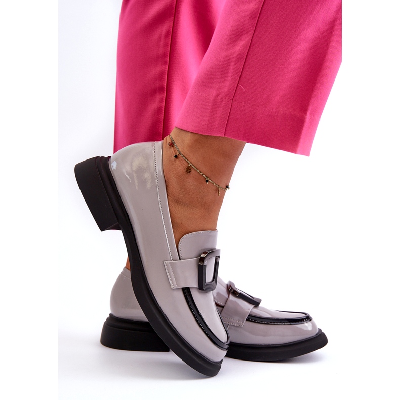 Vinceza női lakkbőr mokaszin, szürke 5