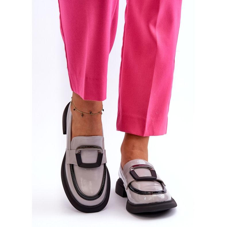 Vinceza női lakkbőr mokaszin, szürke 6