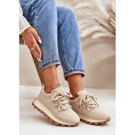 Sportcipő: Eco-bőr, bézs színű tornacipő platformon 6