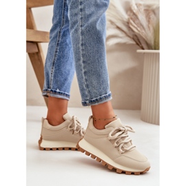 Sportcipő: Eco-bőr, bézs színű tornacipő platformon 3