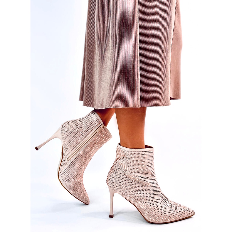 Magas sarkú bokacsizma Demish Champagne kristályokkal rózsaszín 5
