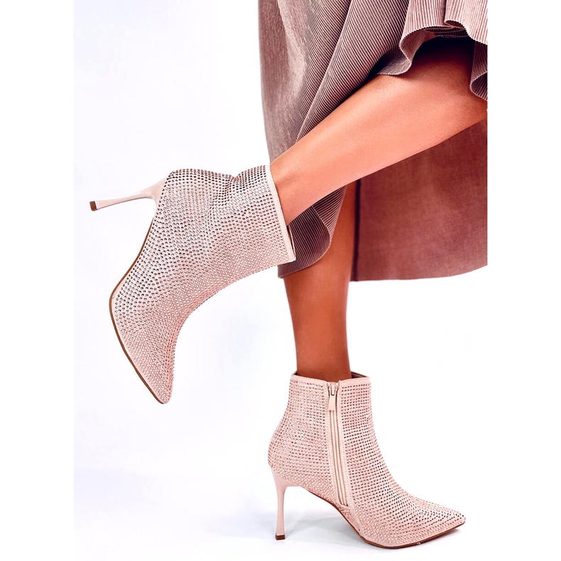 Magas sarkú bokacsizma Demish Champagne kristályokkal rózsaszín 6