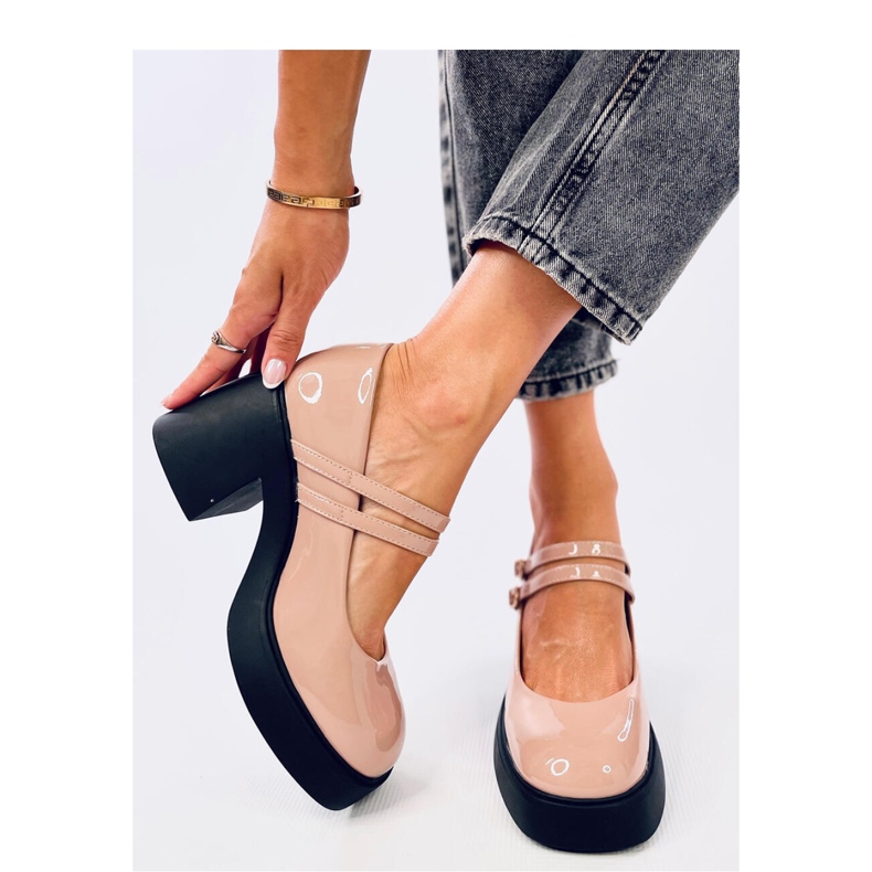 Lorai Khaki széles sarkú pumpák - Inello bézs 1