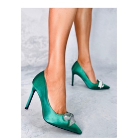 Trini Green szatén masnis sarkú cipő zöld 1