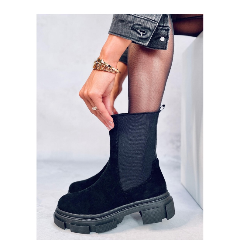 Magers fekete magas szárú Chelsea csizma 2