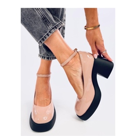 Khaki széles sarkú pumpák bézs 1