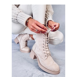 Bézs színű fűzős bokacsizma 1