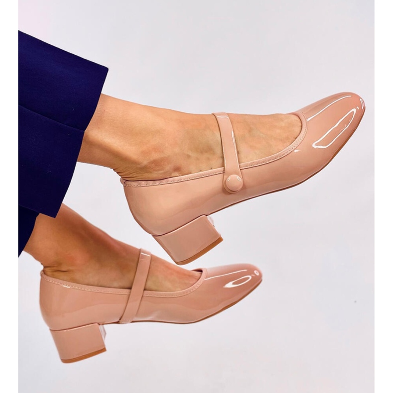 Akt patent magas sarkú balett lapos bézs 1