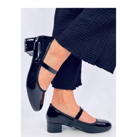 Fekete lakk magas sarkú balett lapos 1