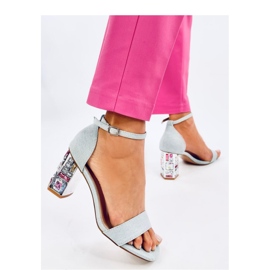 Jean magas sarkú kövekkel díszített szandál kék 1