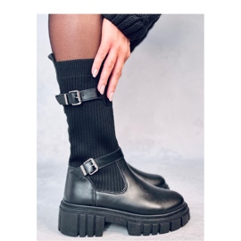 Csizma rugalmas felsőrésszel Rhea Black - Inello fekete 2