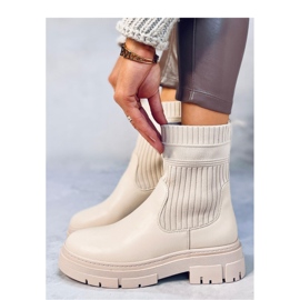 Bézs bokacsizma elasztikus felsőrésszel 1