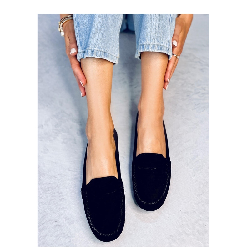 Női velúr mokaszin Fekete 1