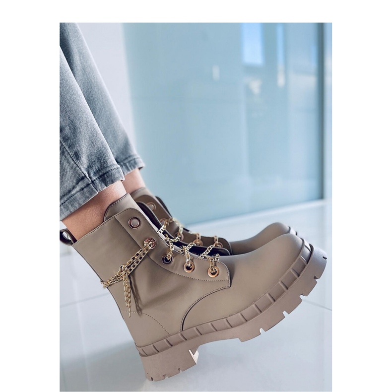 Lohan Apricot fűzős bokacsizma - Inello bézs 2