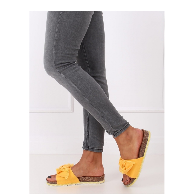 Női papucs parafa talppal sárga 2