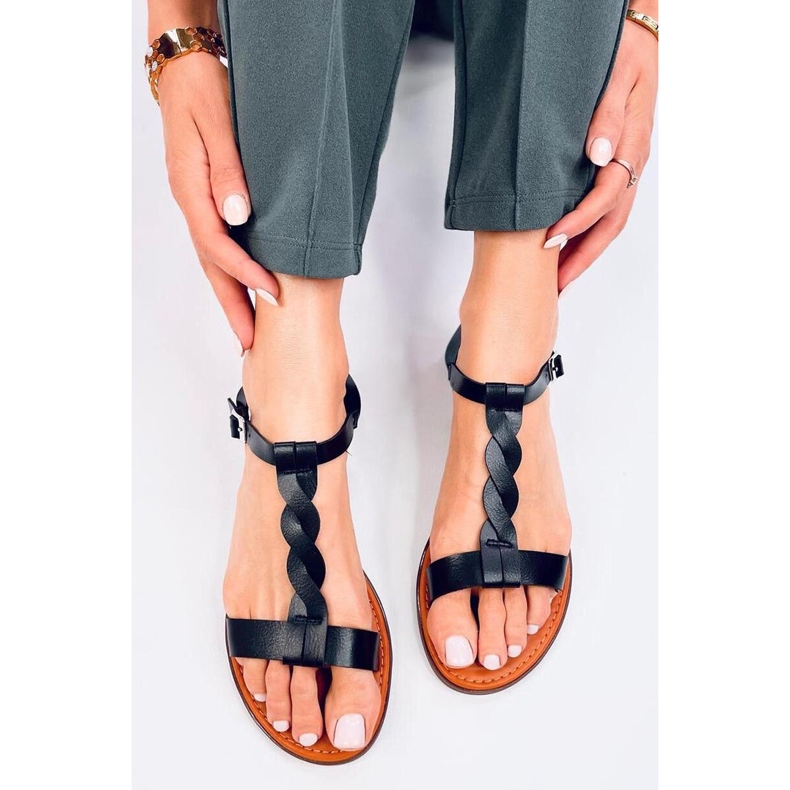 Női lapos szandál Fekete 2