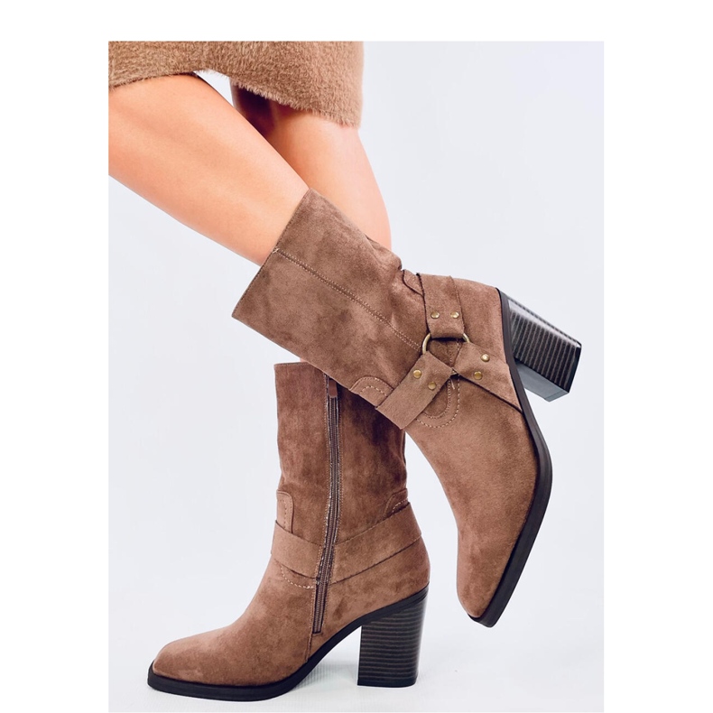 Khaki velúr cowboy csizma barna 1