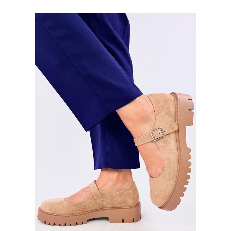 Holmess Khaki pántos platformbalett lakások - Inello bézs 2