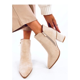 Croix Beige mandulás orrú magas sarkú bokacsizma - Inello bézs 2