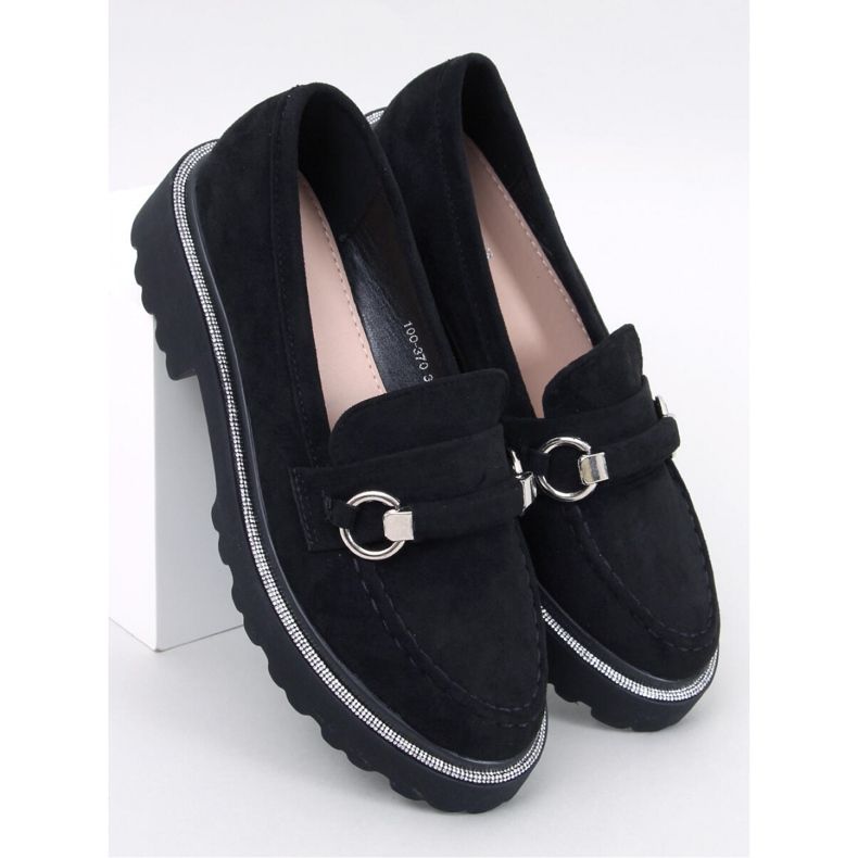 Sheady Black velúr mokaszin magas talppal - Inello fekete 1