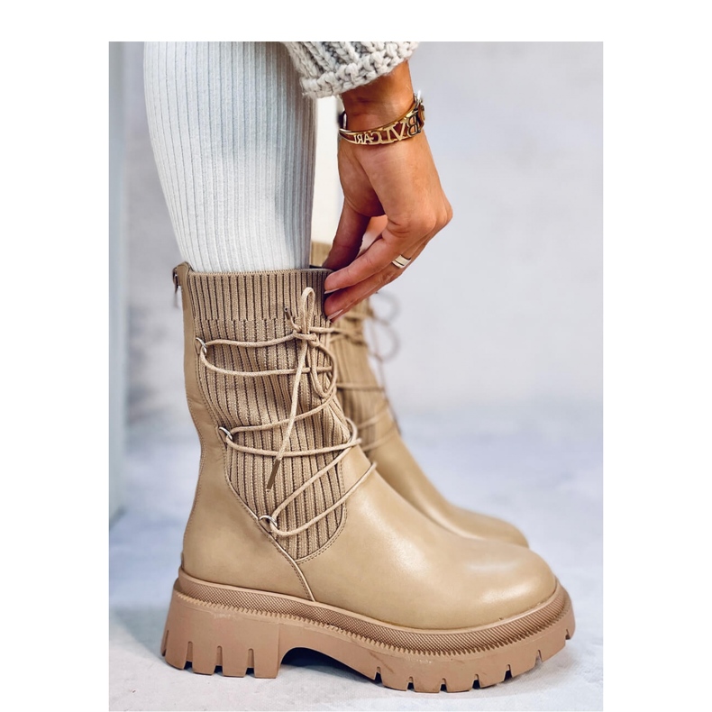 Willet Khaki zoknis bokacsizma - Inello bézs 2