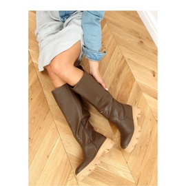 Khaki QT21P Army Green csizma vastag talppal - Inello zöld 2