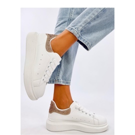 Parkss WHITE/GOLD platformú tornacipő strasszokkal - Inello fehér 1