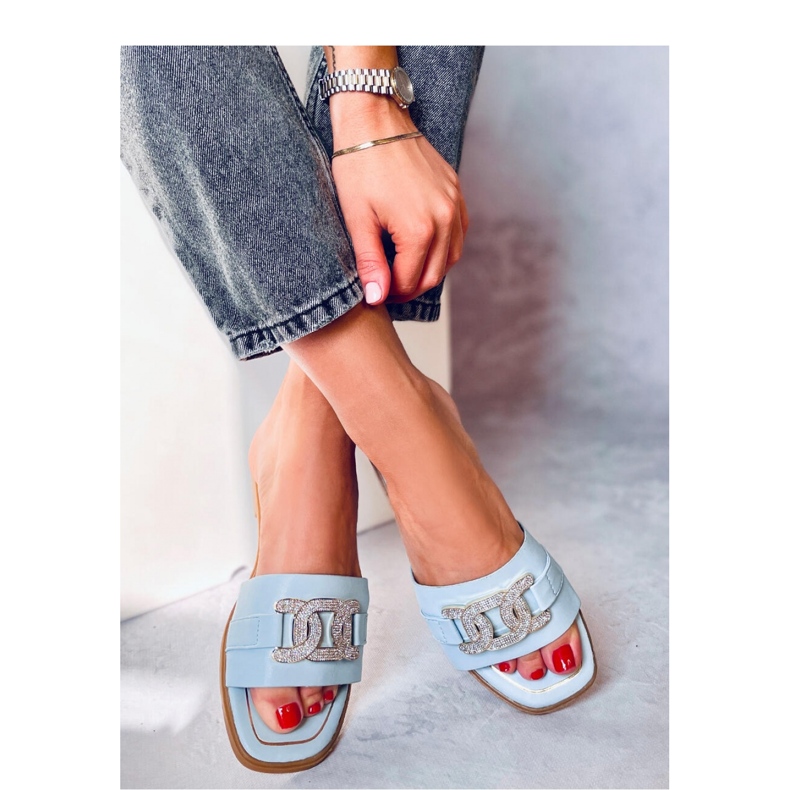 Mille Blue strasszból készült flip-flop szandál - Inello kék 1