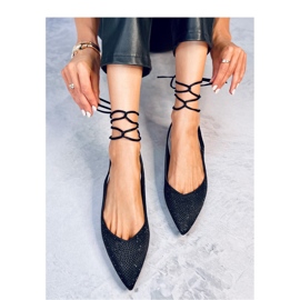 Vonda Fekete balettlapos strasszokkal nyitott sarkú - Inello 1