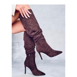 Klasszikus magas sarkú csizma Danielle Brown - Inello barna 2