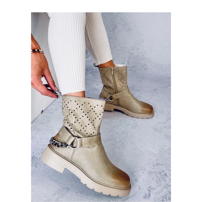 Issey Green áttört bokacsizma - Inello zöld 1