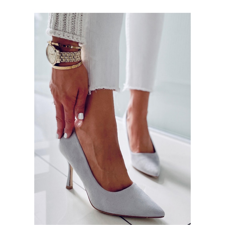 Giorgia Grey női velúr magassarkú - Inello szürke 2