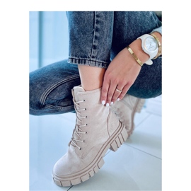 Kelis Beige fűzős bokacsizma - Inello bézs 2