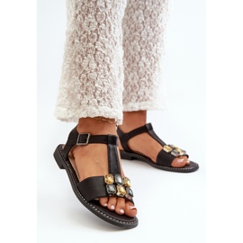 Női szandál S.Barski Fekete díszítéssel 1
