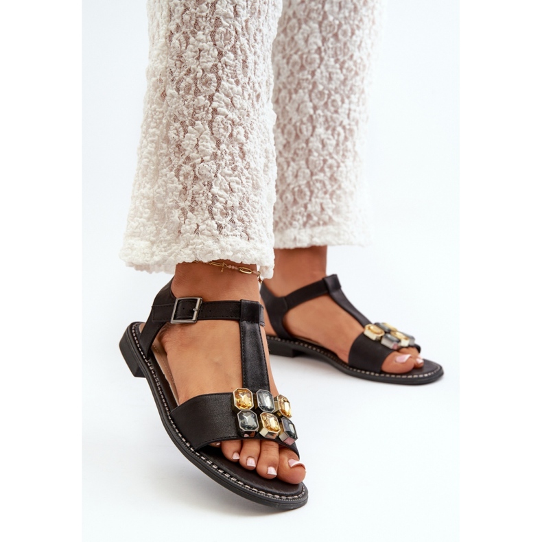 Női szandál S.Barski Fekete díszítéssel 1