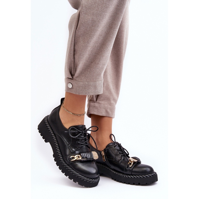 S.Barski Fekete női platformcipő 1