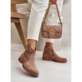 S. BARSKI Női csizma áttört felsőrésszel S.Barski barna 1