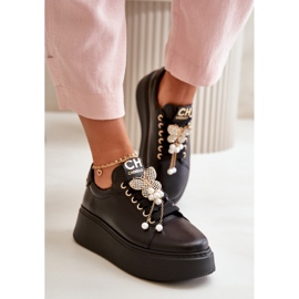 CheBello Platform sportcipő díszítéssel, fekete 1