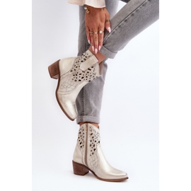 Zazoo női bokacsizma áttört felsőrésszel, arany aranysárga 2 Zazoo női bokacsizma áttört felsőrésszel, arany aranysárga 2