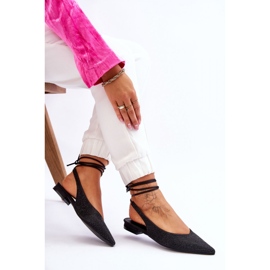 Női balettlapos nyitott sarkú fekete 1