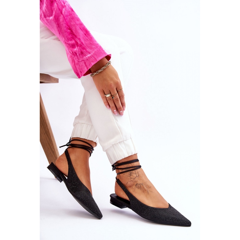 Női balettlapos nyitott sarkú fekete 1